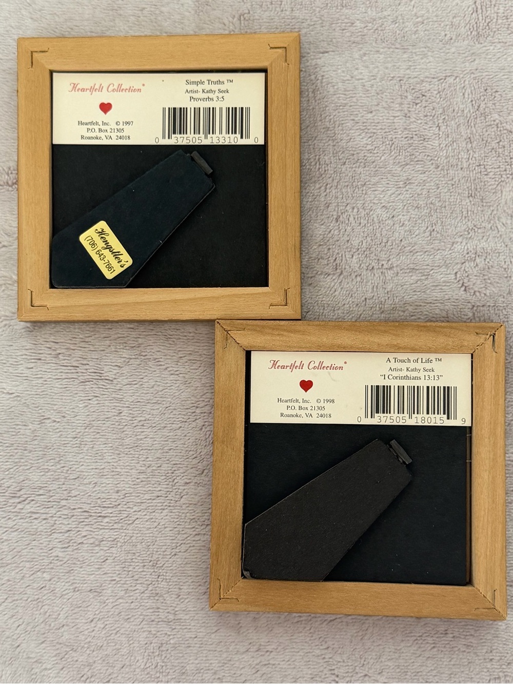 Vintage Set of 2 Kathy Seek Framed Mini Art Prints 4x4 - Picture 4 of 5